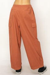 HYFVE Women's Cargo Wide Leg Pants with Drawstring Waist - 100% Cotton